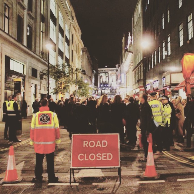 Closing the Road for the Red Carpet for the Royal Variety Show 2014. #trafficmanagement #tgtmltd #tgtm #roads #traffic #royalvariety