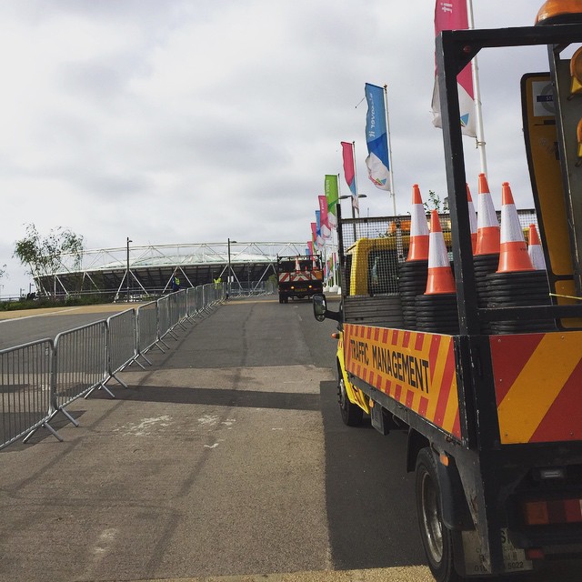 In the Olympic Park helping out with the #hackneyhalfmarathon. #trafficmanagement #londonevents #tgtmltd