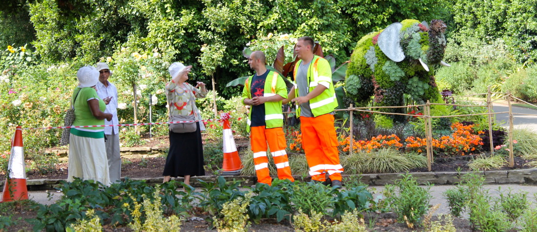 Traffic Management Operatives providing assistance in a London park