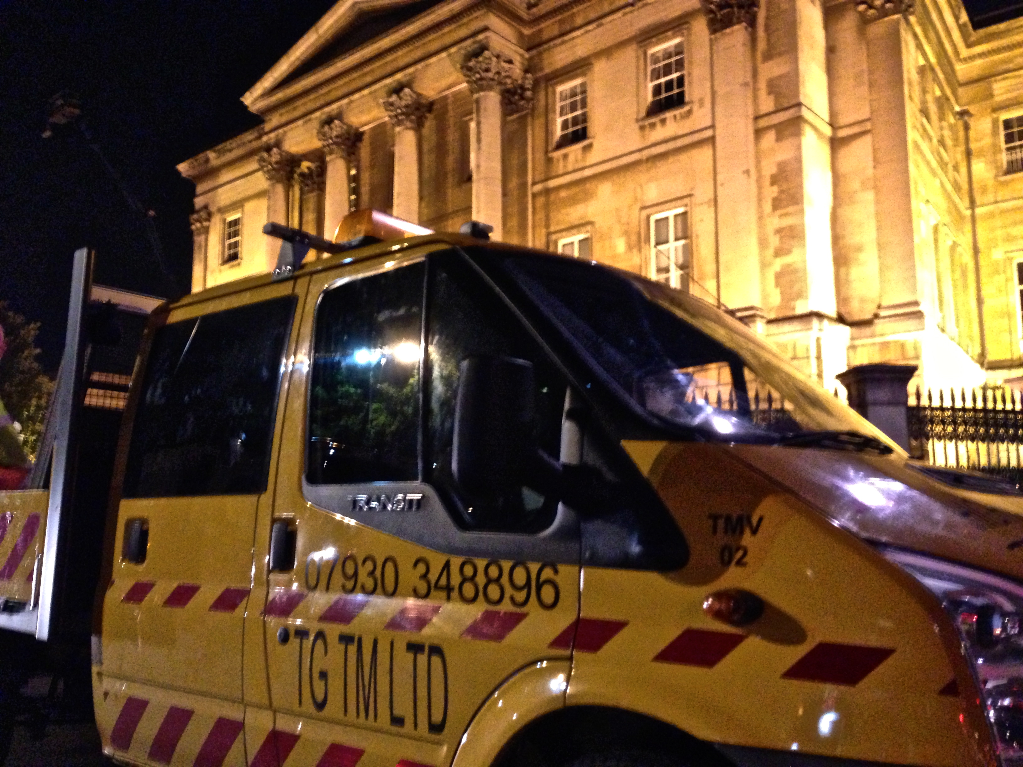 TGTM's Van outside Hyde Park Corner. Road Closure for a Festival.