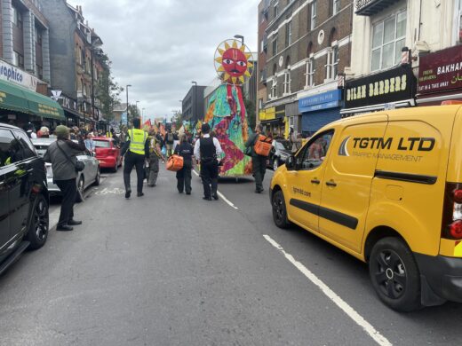 TGTM traffic management providing rolling road closures for the Croydon Carnival